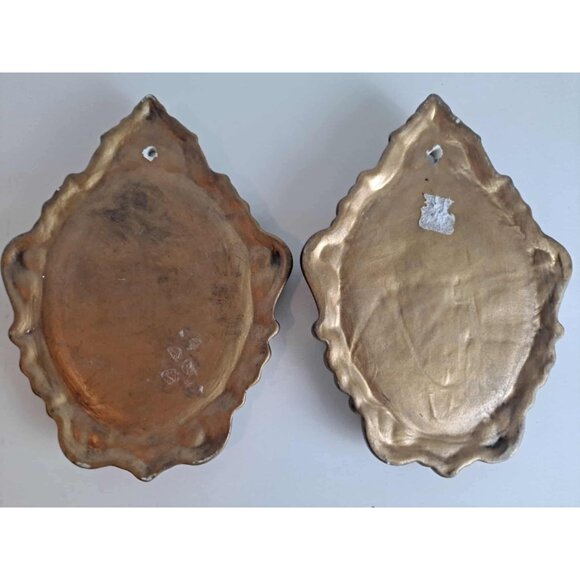 Vintage Oval Cameo Wall Plaques - Mother & Daughter Handcrafted With Gold Painte - Picture 8 of 8